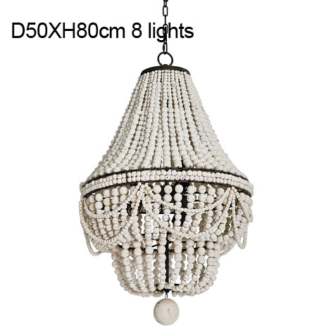 Large/White/wood chandelier beaded light modern/nordic/kitchen/french chandelier lighting in hallway/living room/foyer 8 lights