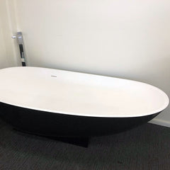 Pazzo Stone Solid Surface Freestanding Bathtub External Black Inside White Oval Corian Soaking Tub