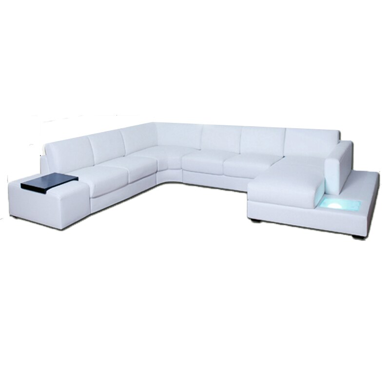 Led Light Sectional Leather Sofa