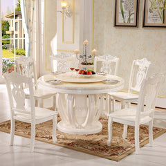 Antique Round White Marble Dining Table