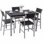 Giantex 5 Piece Dining Set Table & 4 Chairs Wood Metal Kitchen Breakfast Furniture Black Living Room Set HW54323